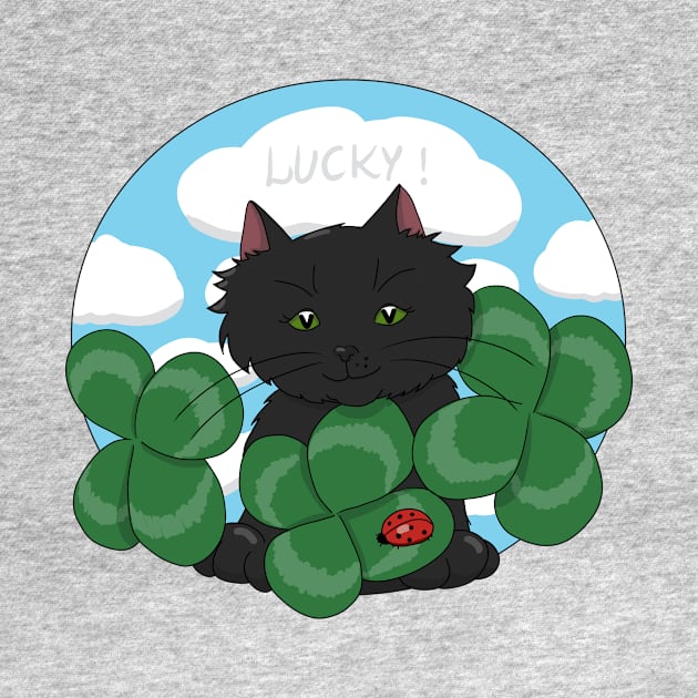 Cute Cat with Four Leaf Clovers by HugSomeNettles